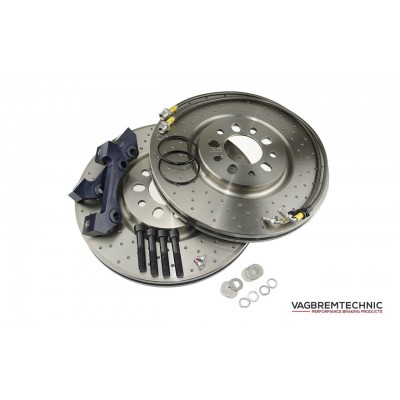 Vagbremtechnic Front 1-Piece 330x28mm Disc & Caliper Carrier Kit - Allows Fitment of Porsche Boxster S Calipers